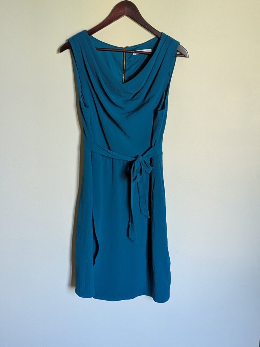 Ricki's Sleeveless Crepe Teal Dress Drape Neckline Size 6